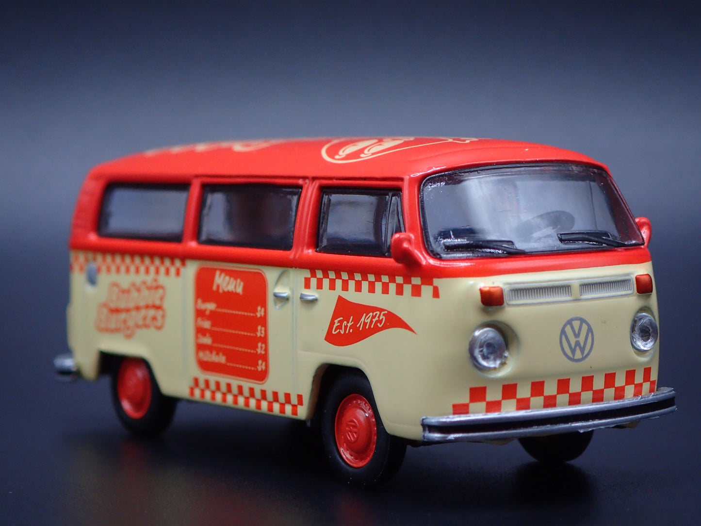 1967-1979 VW VOLKSWAGEN TYPE 2 T2 BUS BUBBIE BURGER 1/64 SCALE DIECAST MODEL CAR