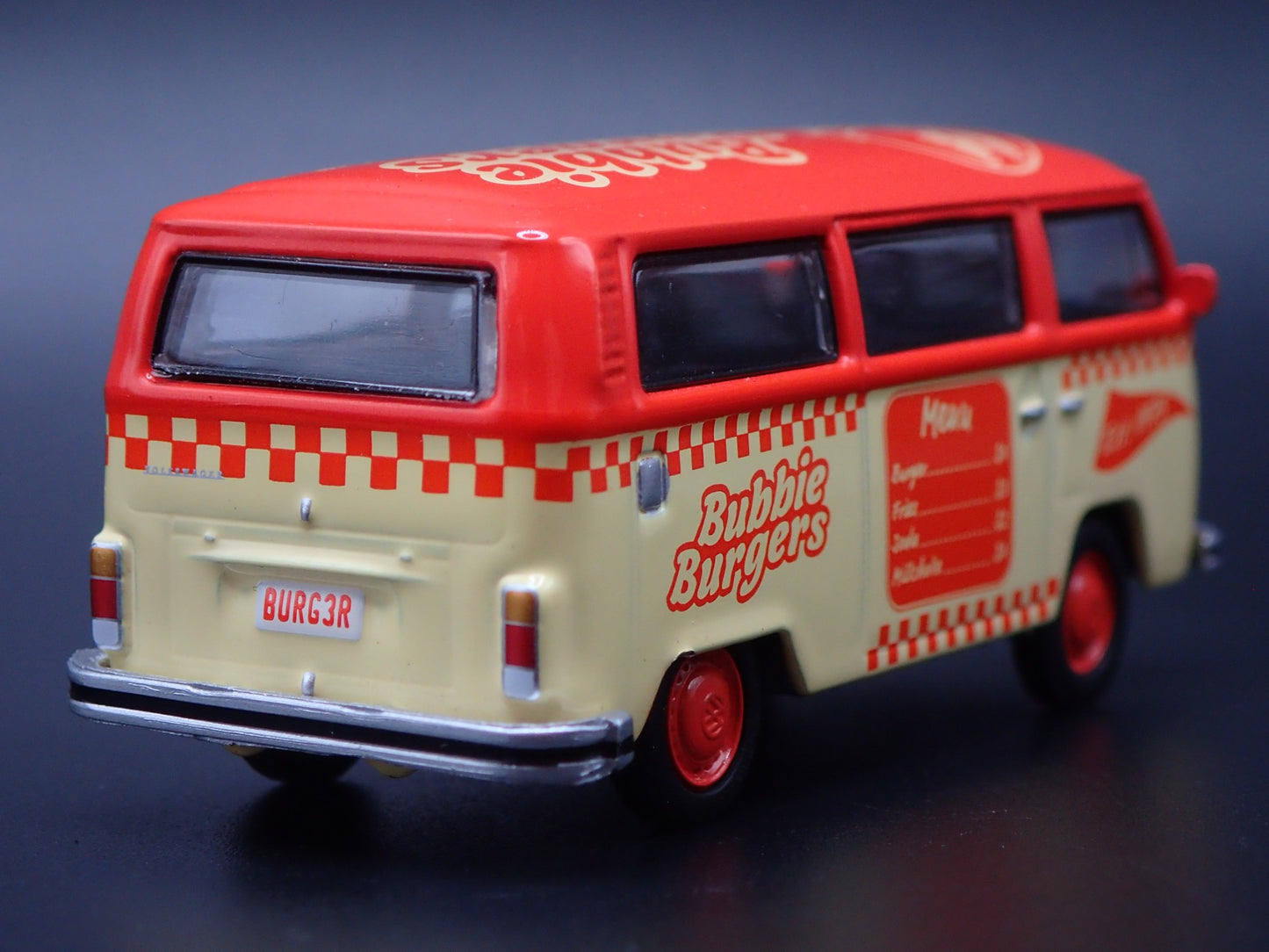 1967-1979 VW VOLKSWAGEN TYPE 2 T2 BUS BUBBIE BURGER 1/64 SCALE DIECAST MODEL CAR