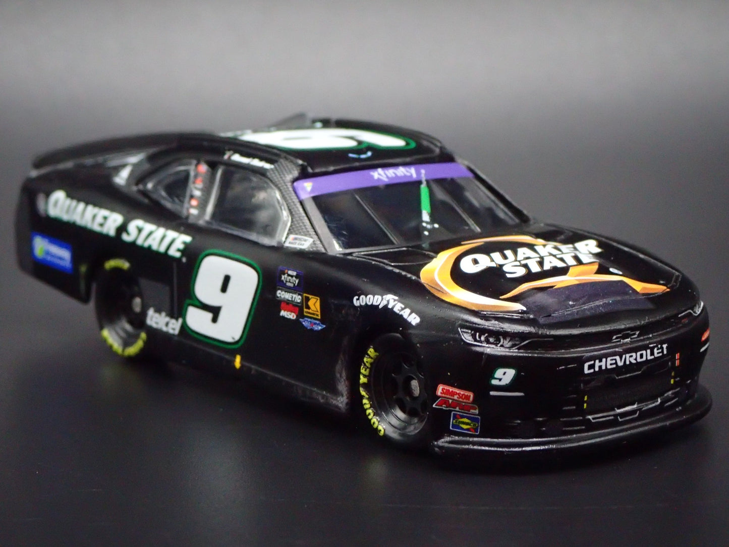 2025 25 CHEVROLET 9 DANIEL SUAREZ QUAKER STATE WIN NASCAR 1:64 DIECAST MODEL CAR