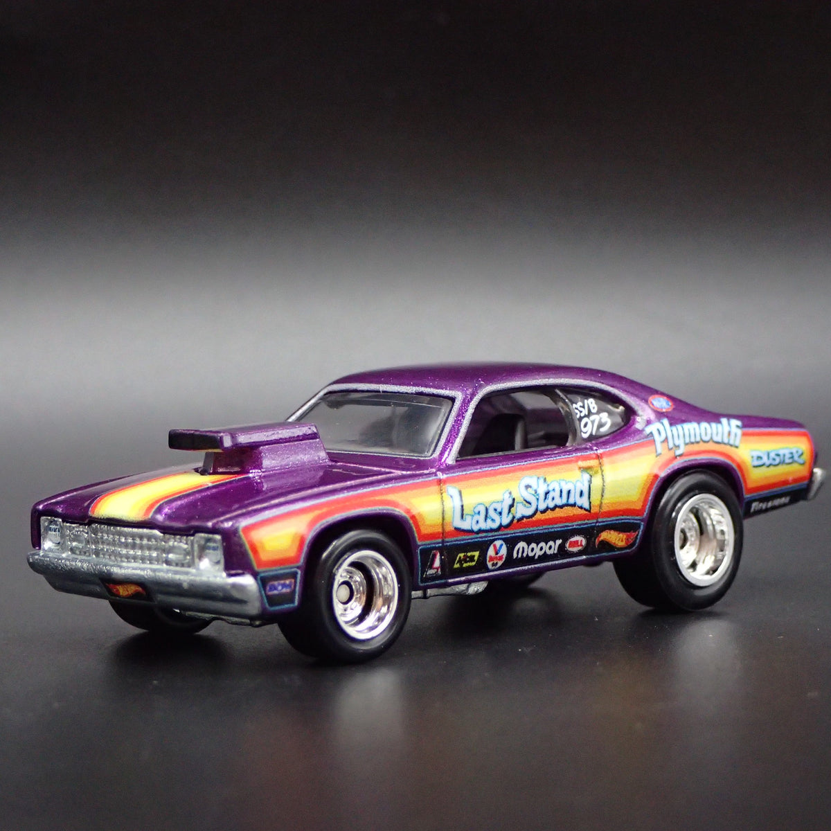 1973 73 PLYMOUTH DUSTER NHRA DRAG LAST STAND RARE 1/64 SCALE DIECAST MODEL CAR-Burning Rubber Toy Company
