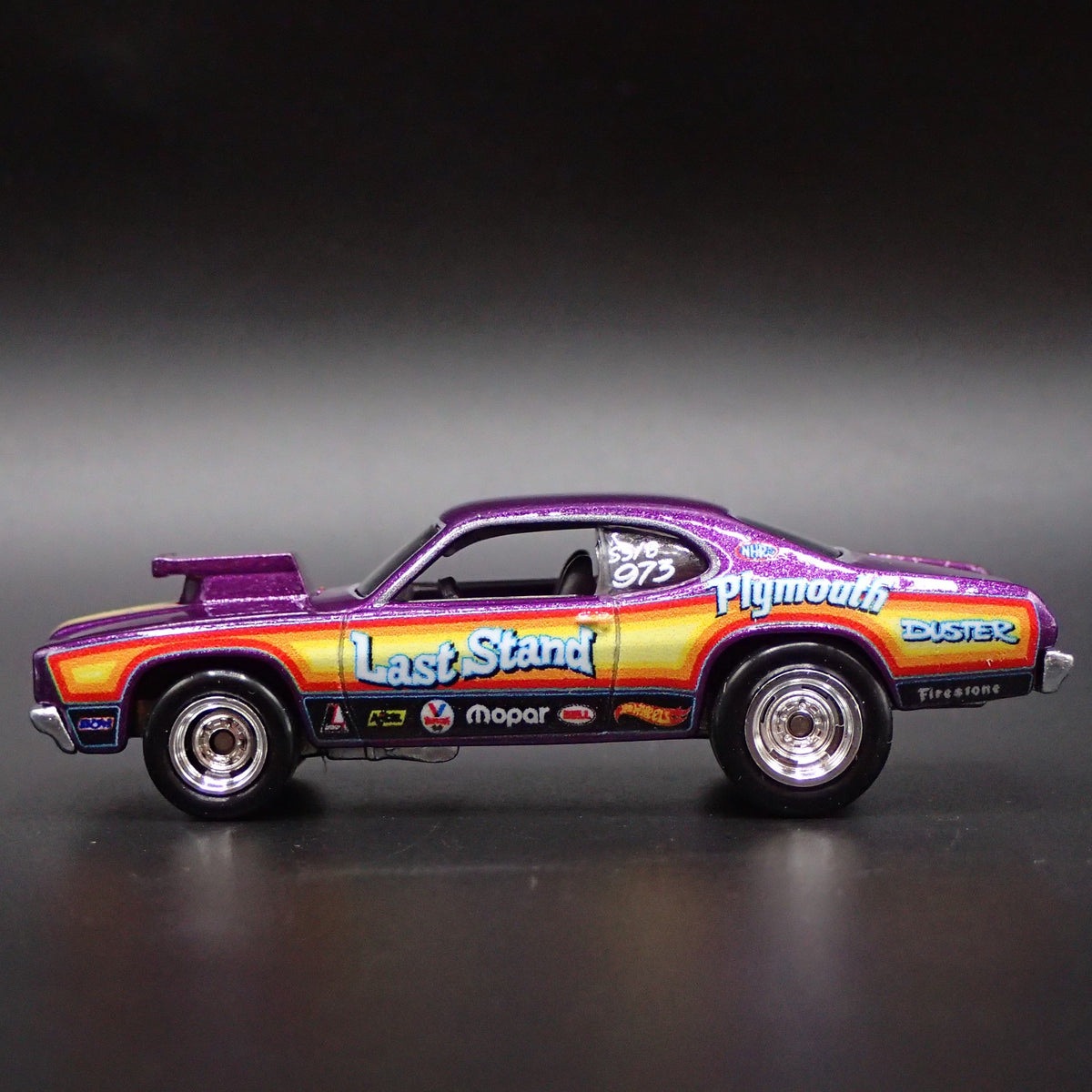 1973 73 PLYMOUTH DUSTER NHRA DRAG LAST STAND RARE 1/64 SCALE DIECAST MODEL CAR-Burning Rubber Toy Company
