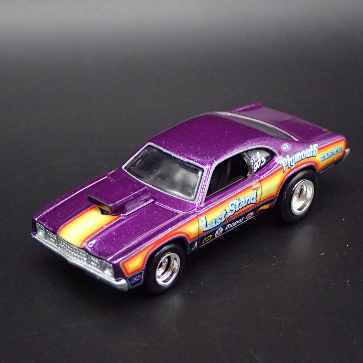 1973 73 PLYMOUTH DUSTER NHRA DRAG LAST STAND RARE 1/64 SCALE DIECAST MODEL CAR-Burning Rubber Toy Company