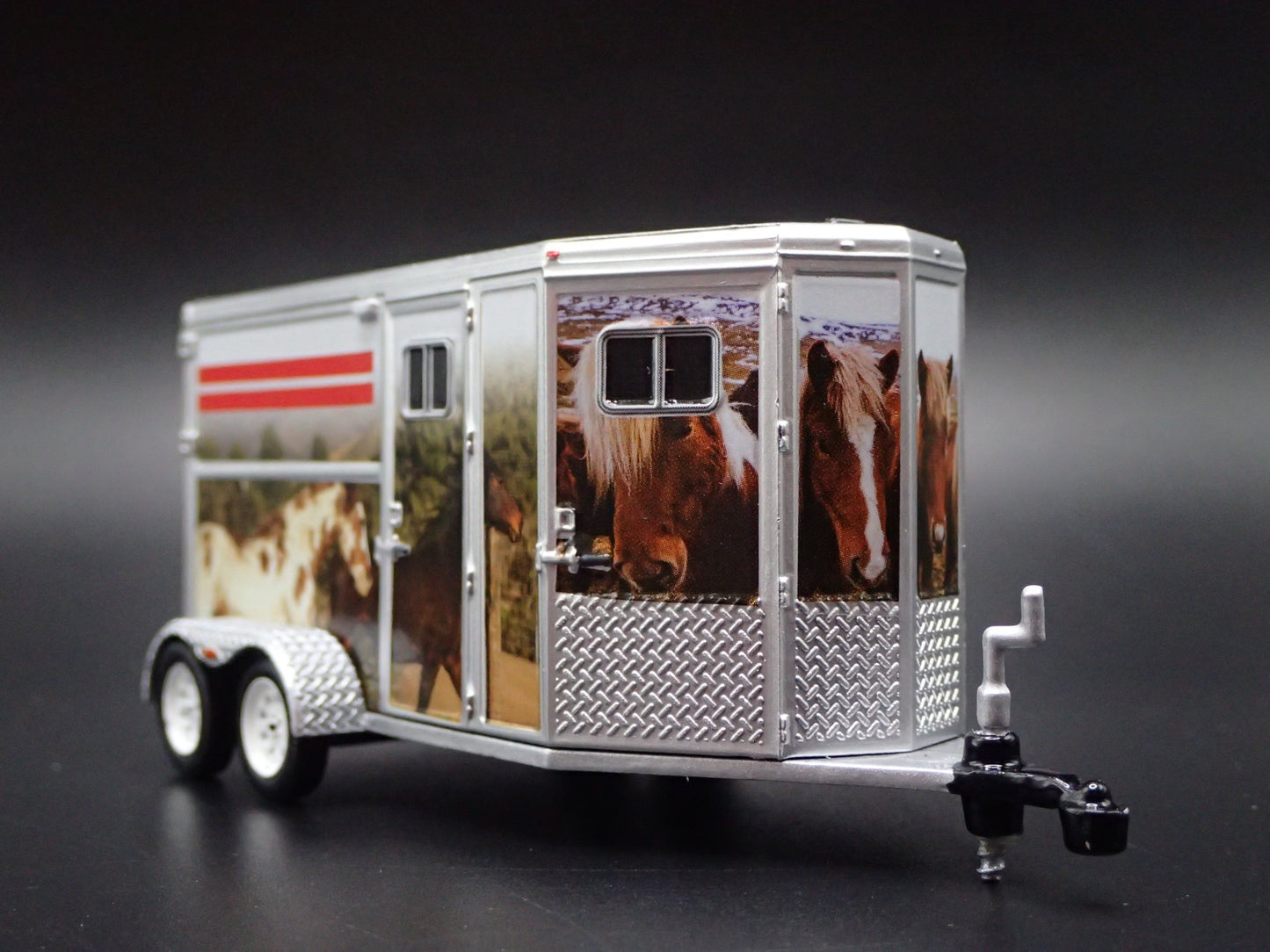HORSE TRAILER W/ HITCH WHITE 1/64 SCALE COLLECTIBLE DIORAMA DIECAST MODEL CAR
