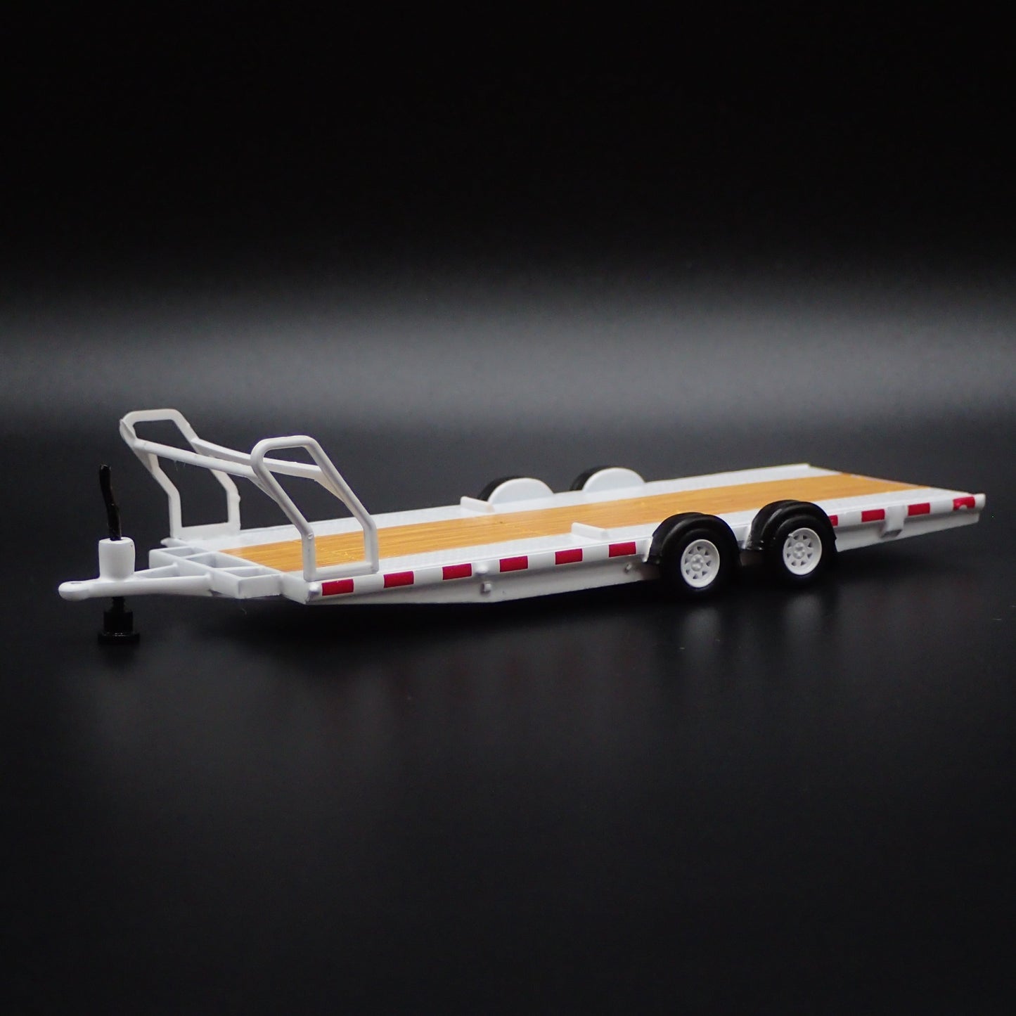 WHITE FLATBED CAR HAULER TRAILER 1:64 SCALE COLLECTIBLE DIORAMA PROP MODEL CAR