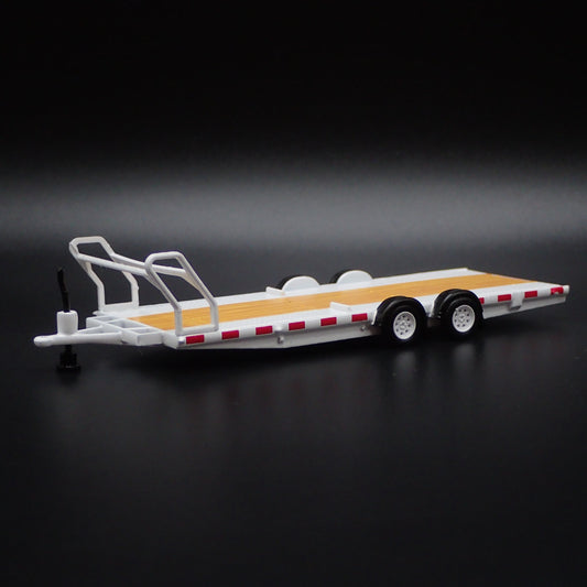WHITE FLATBED CAR HAULER TRAILER 1:64 SCALE COLLECTIBLE DIORAMA PROP MODEL CAR
