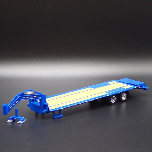 GOOSENECK FLATBED TRAILER w LOADING RAMP, HITCH 1:64 SCALE DIORAMA DIECAST MODEL