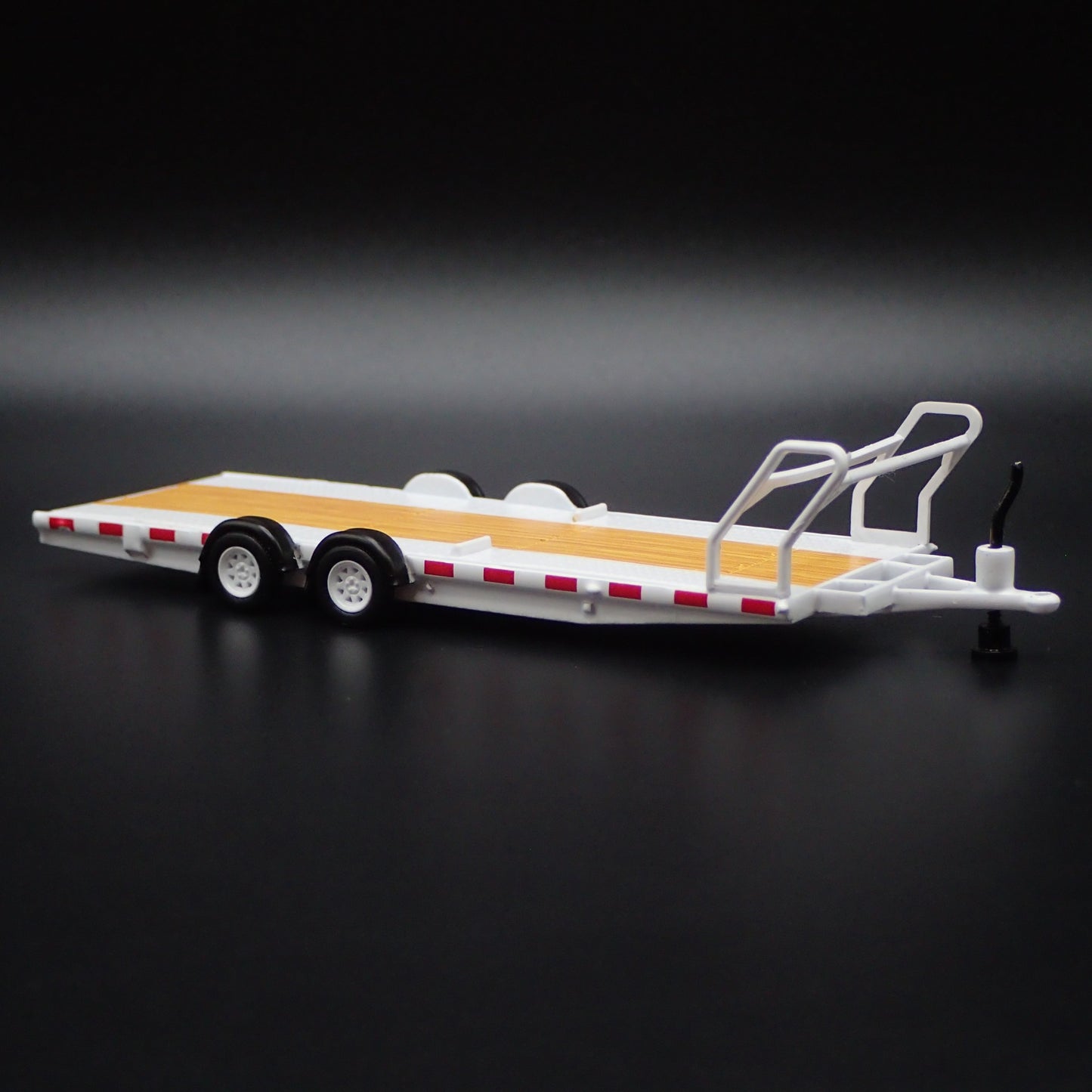 WHITE FLATBED CAR HAULER TRAILER 1:64 SCALE COLLECTIBLE DIORAMA PROP MODEL CAR