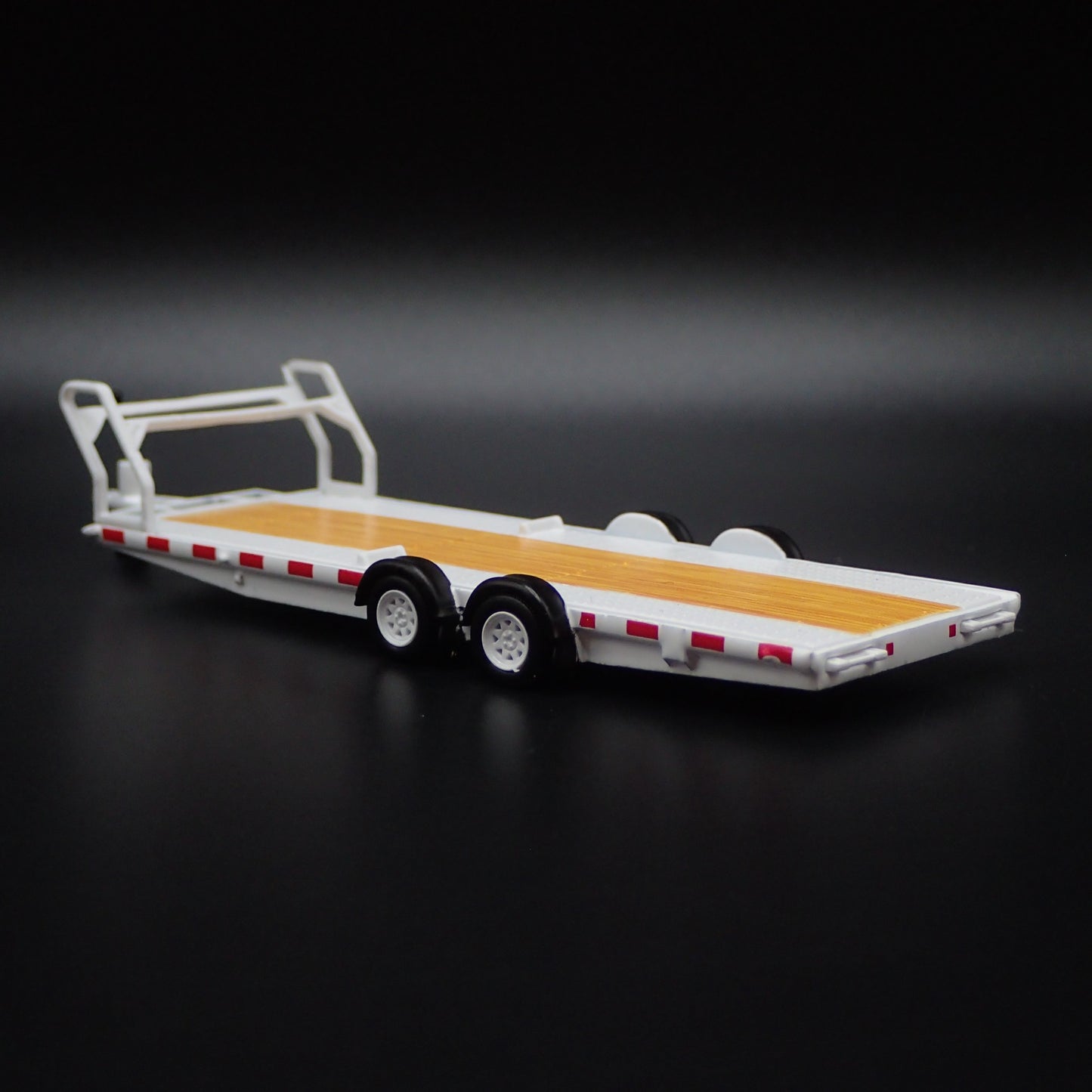 WHITE FLATBED CAR HAULER TRAILER 1:64 SCALE COLLECTIBLE DIORAMA PROP MODEL CAR