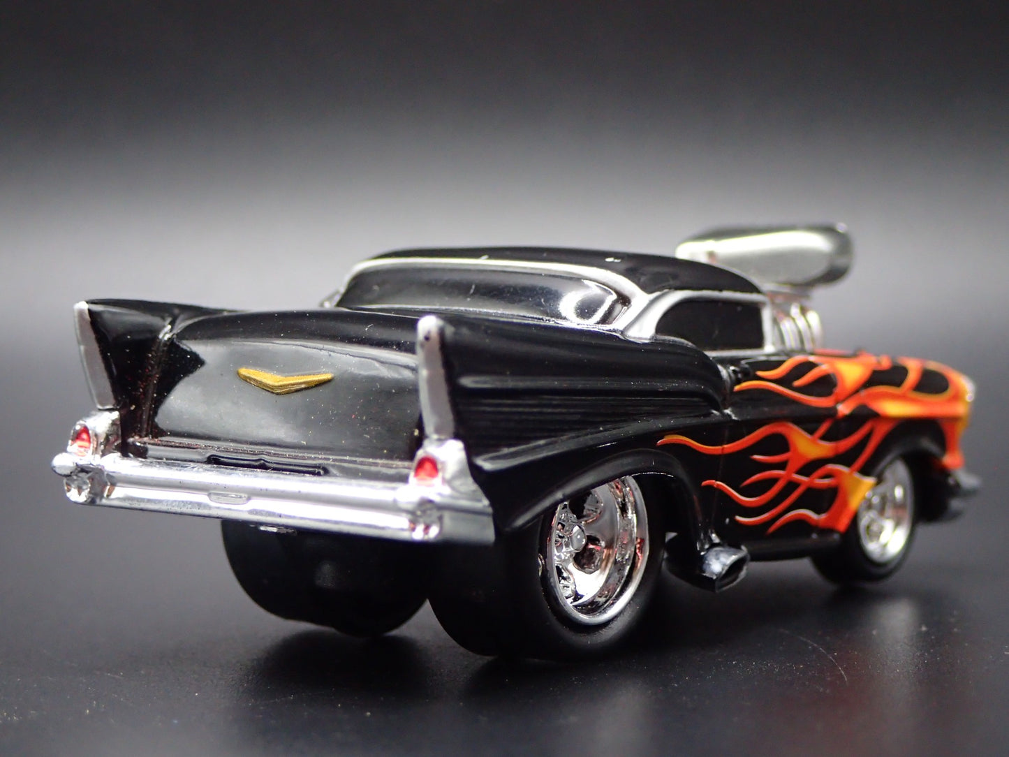 1957 57 CHEVY CHEVROLET BEL AIR w BLOWER BLACK 1:64 SCALE DIECAST MODEL CAR