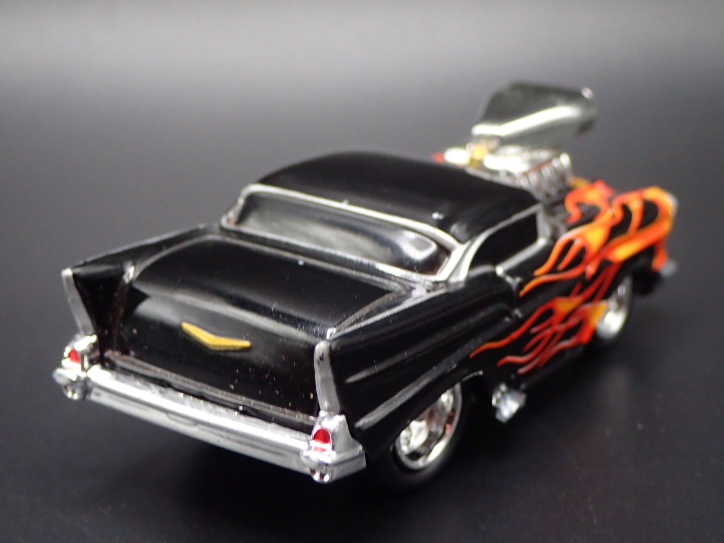 1957 57 CHEVY CHEVROLET BEL AIR w BLOWER BLACK 1:64 SCALE DIECAST MODEL CAR