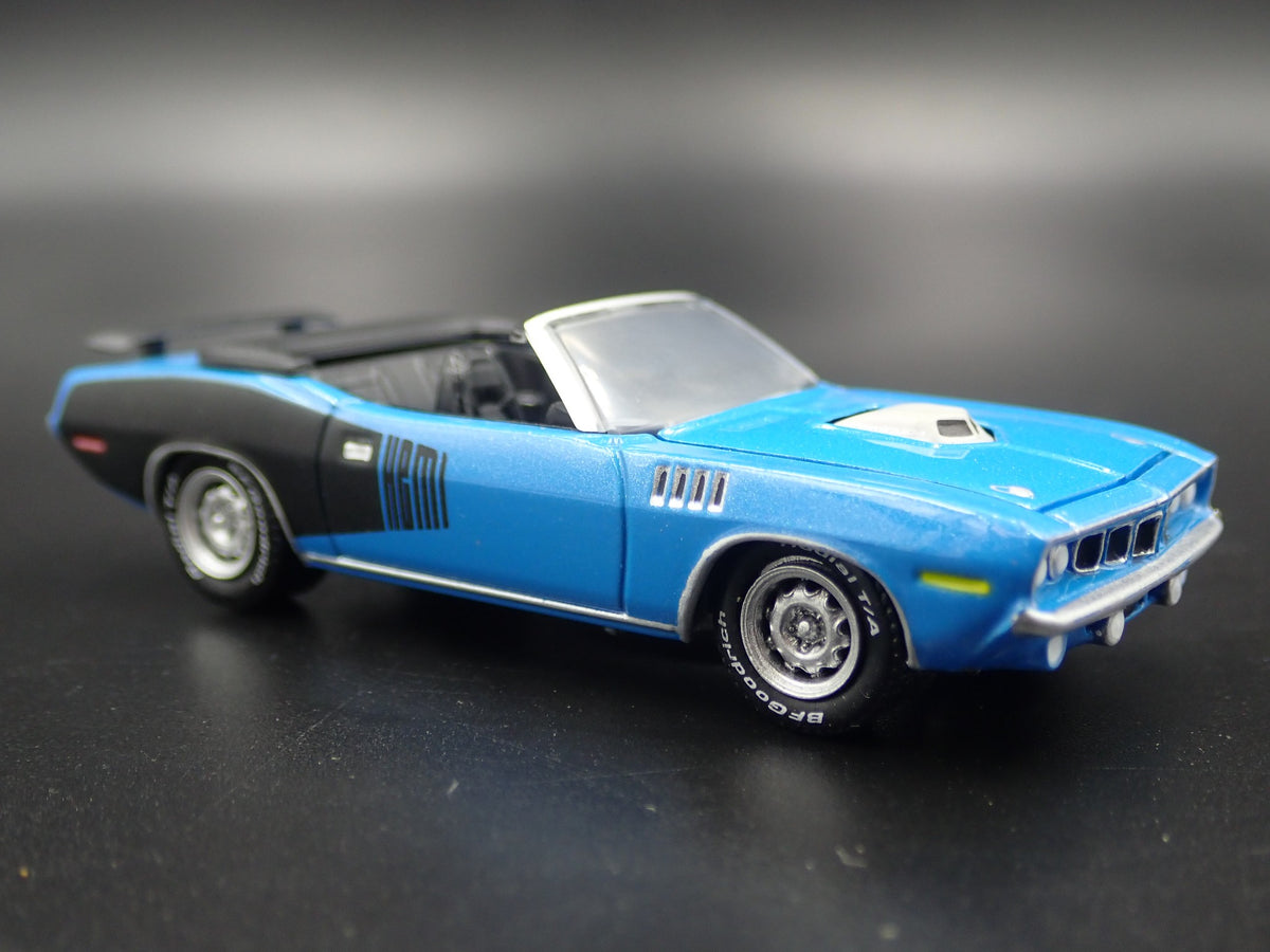 1971 PLYMOUTH HEMI CUDA CONVERTIBLE RARE 1/64 SCALE DIORAMA DIECAST MODEL CAR-Burning Rubber Toy Company
