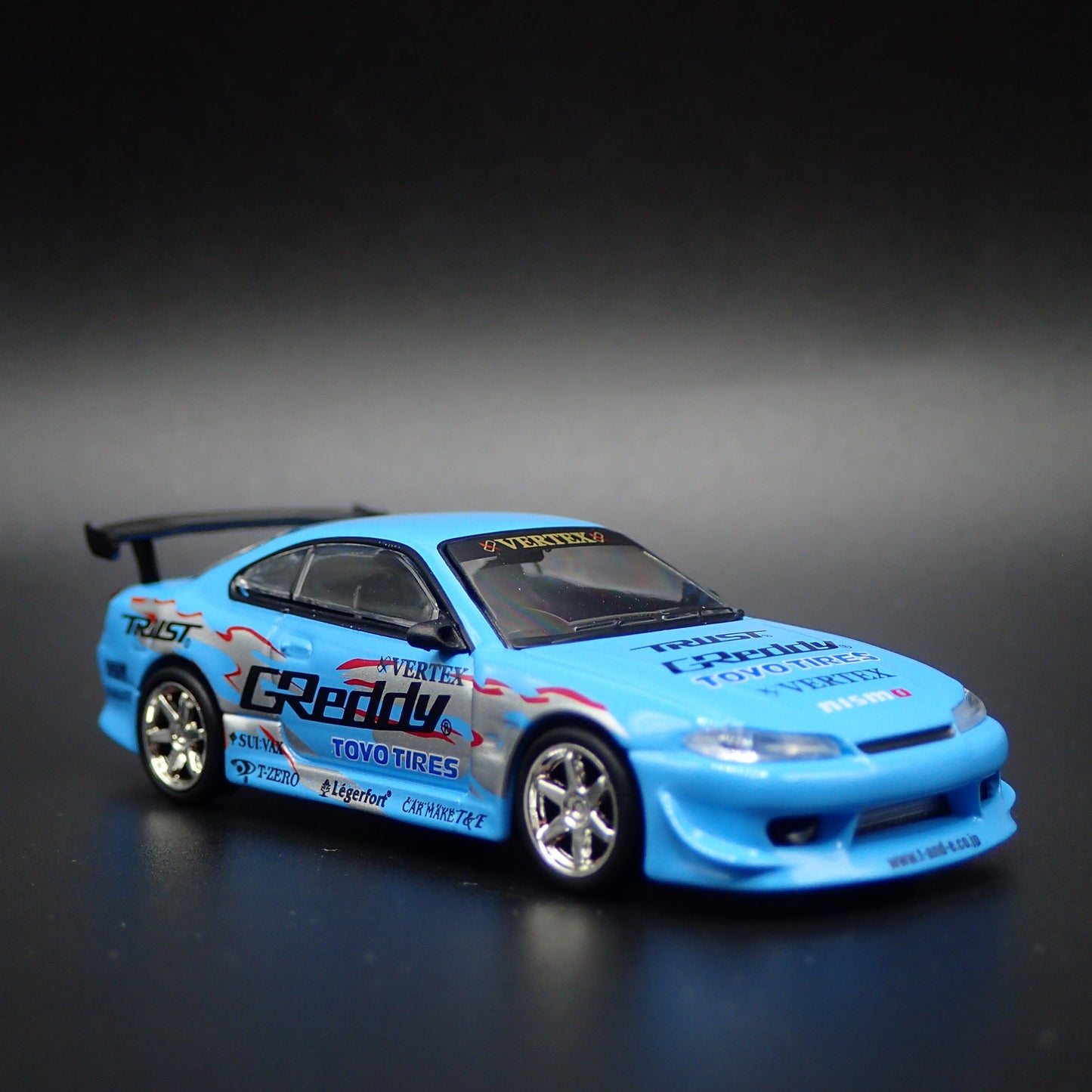 1999-2002 NISSAN SILVIA S15 VERTEX GREDDY 1:64 SCALE DIORAMA DIECAST MODEL CAR