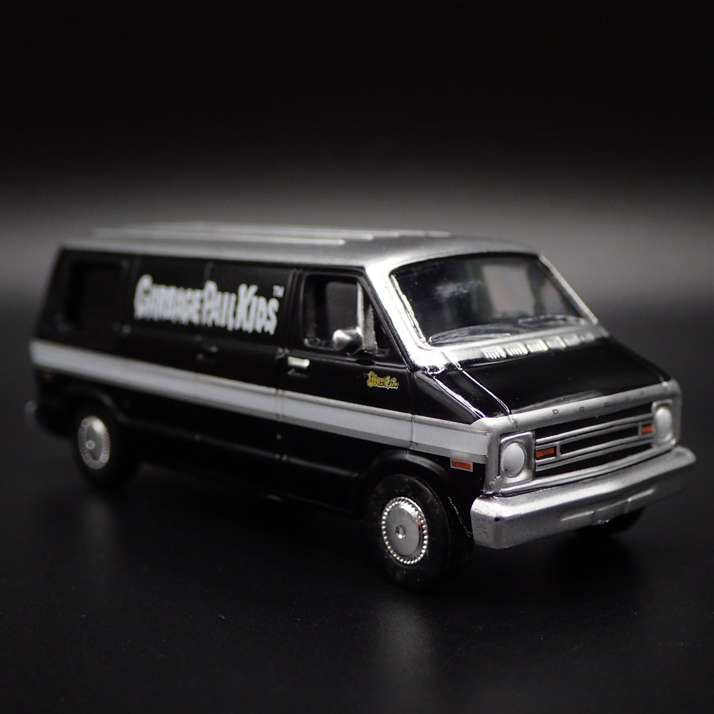 1977 77 DODGE B100 VAN GARBAGE PAIL KIDS GPK BLACK 1:64 SCALE DIECAST MODEL CAR