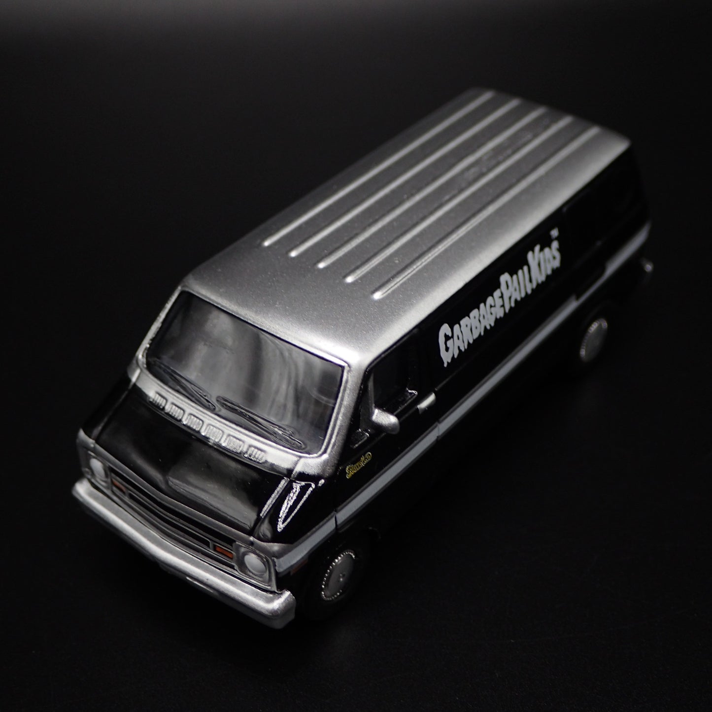 1977 77 DODGE B100 VAN GARBAGE PAIL KIDS GPK BLACK 1:64 SCALE DIECAST MODEL CAR