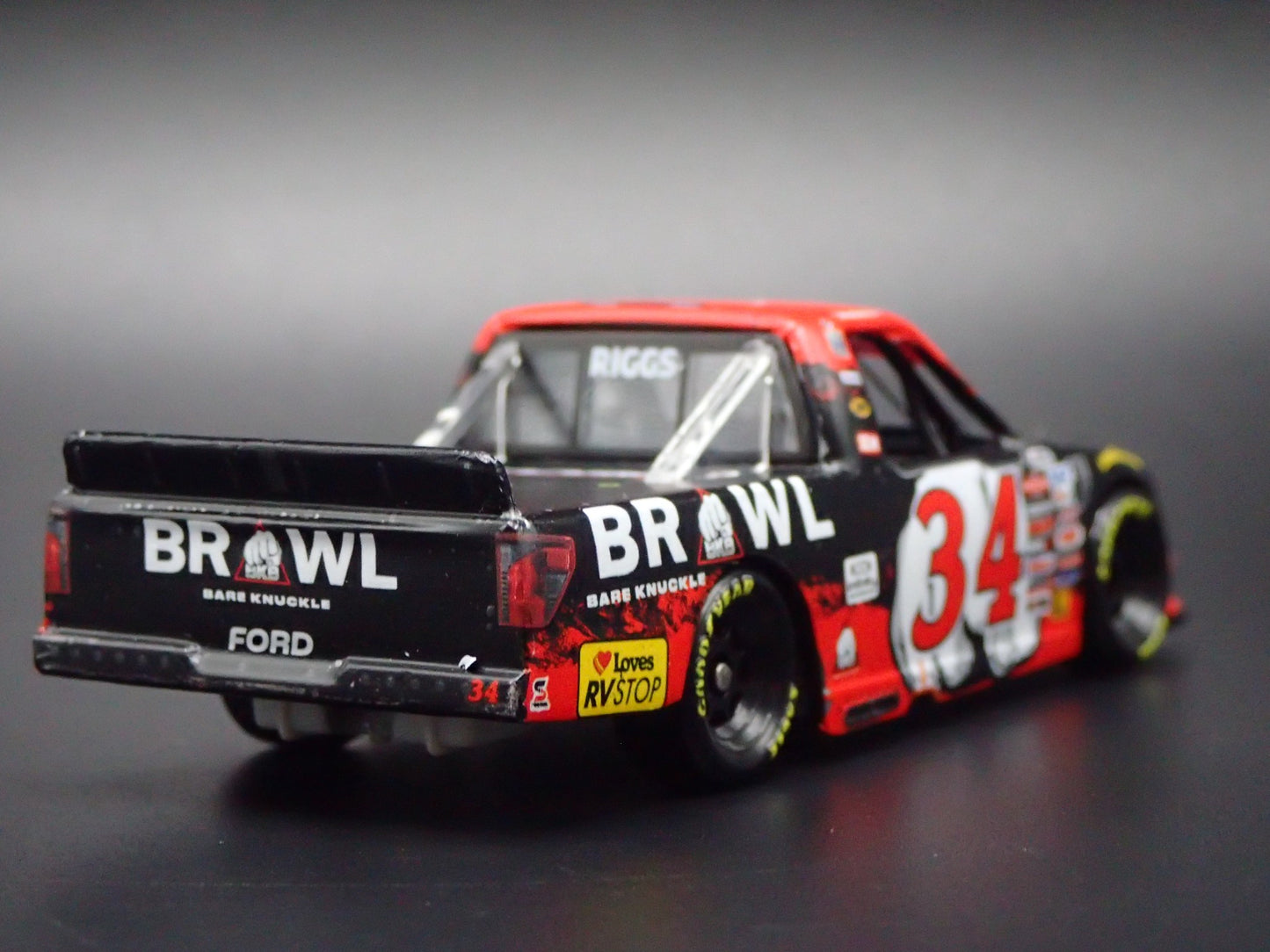 2025 FORD F150 #34 LAYNE RIGGS BARE KNUCKLE BOXING NASCAR TRUCK 1:64 DIECAST CAR