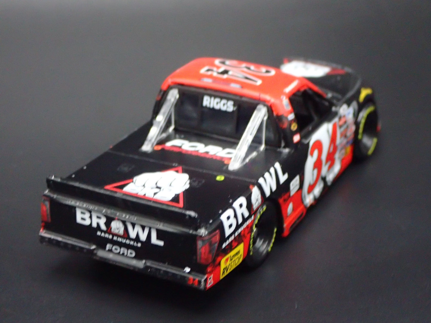 2025 FORD F150 #34 LAYNE RIGGS BARE KNUCKLE BOXING NASCAR TRUCK 1:64 DIECAST CAR