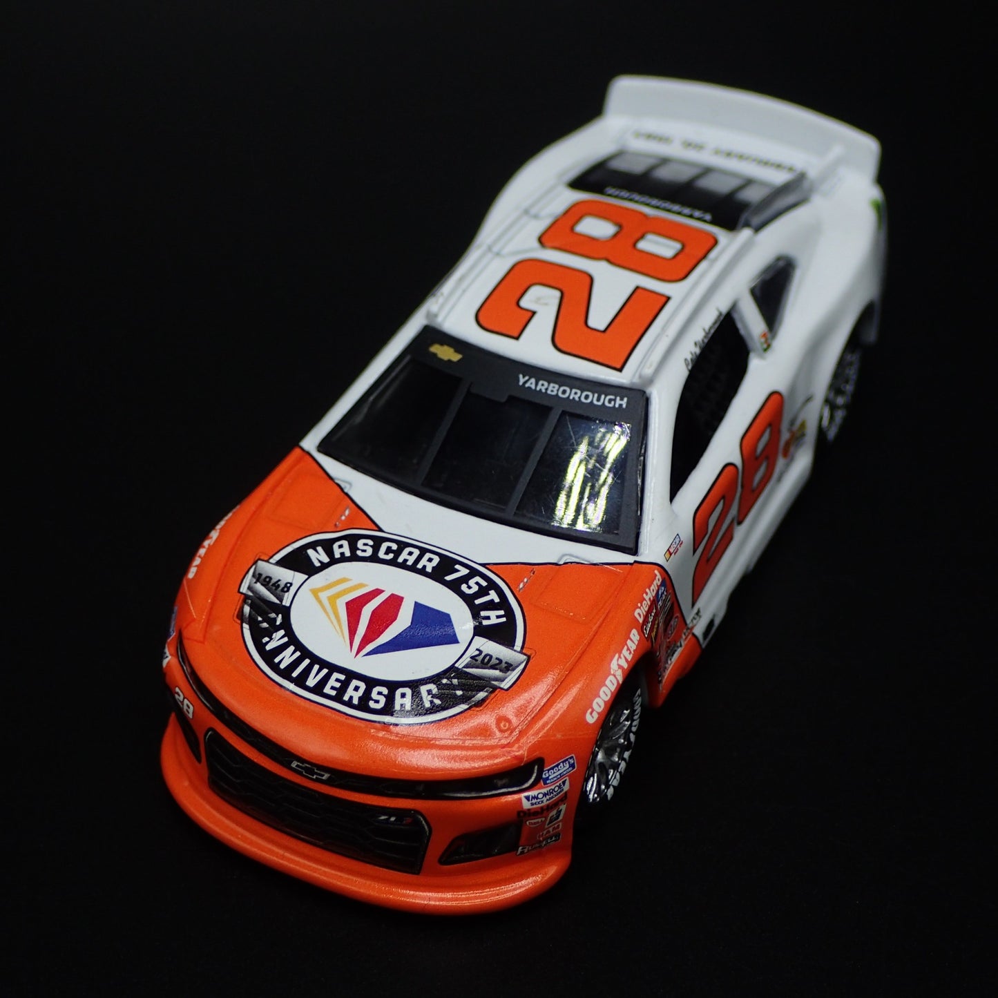 2023 CHEVY CAMARO ZL1 #28 CALE YARBOROUGH 75TH ANV NASCAR 1:64 SCALE DIECAST CAR