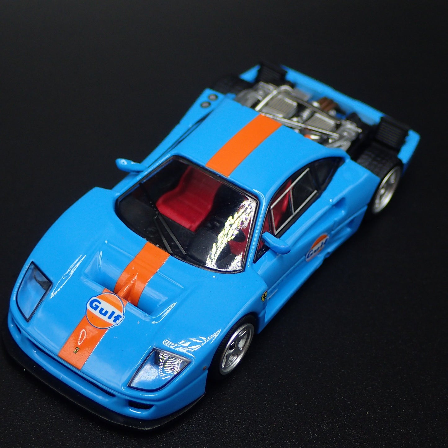 1987-1992 FERRARI F40 GULF RACING BLUE 1:64 SCALE COLLECTIBLE DIECAST MODEL CAR