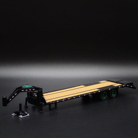 GOOSENECK FLATBED TRAILER w LOADING RAMP, HITCH 1:64 SCALE DIORAMA DIECAST MODEL