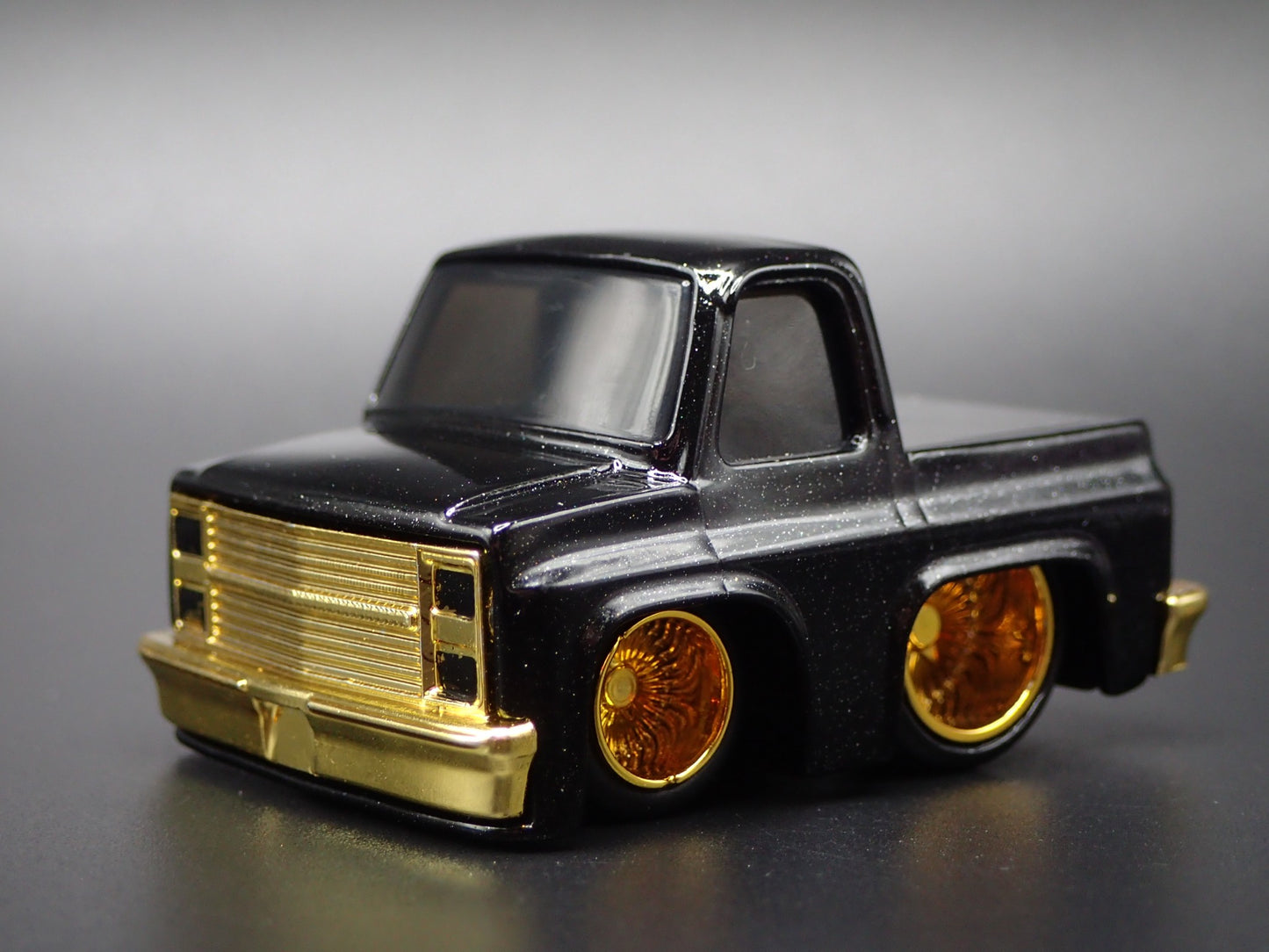 1987 CHEVY CHEVROLET C10 PICKUP TRUCK TUNED BLACK 1/64 SCALE DIECAST MODEL CAR