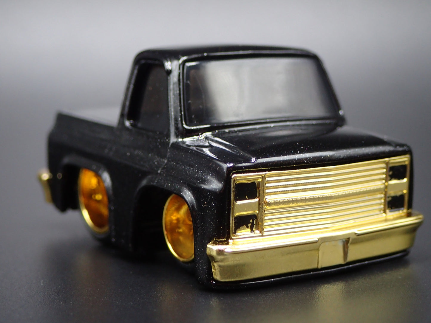 1987 CHEVY CHEVROLET C10 PICKUP TRUCK TUNED BLACK 1/64 SCALE DIECAST MODEL CAR