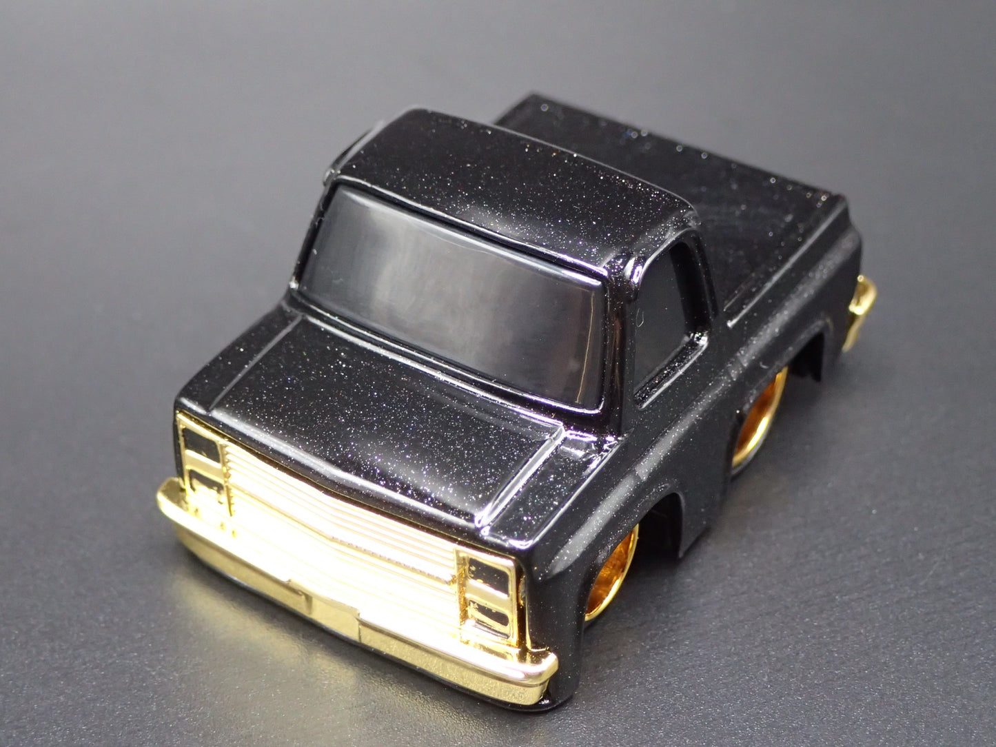 1987 CHEVY CHEVROLET C10 PICKUP TRUCK TUNED BLACK 1/64 SCALE DIECAST MODEL CAR
