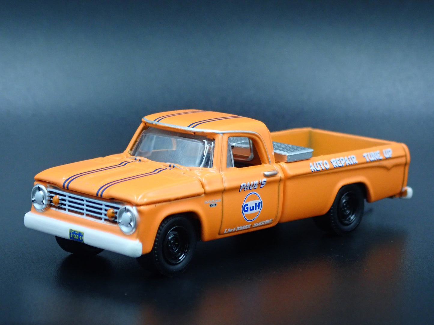 1965 65 DODGE D100 LONG BED PICKUP TRUCK GULF HITCH 1:64 SCALE DIECAST MODEL CAR