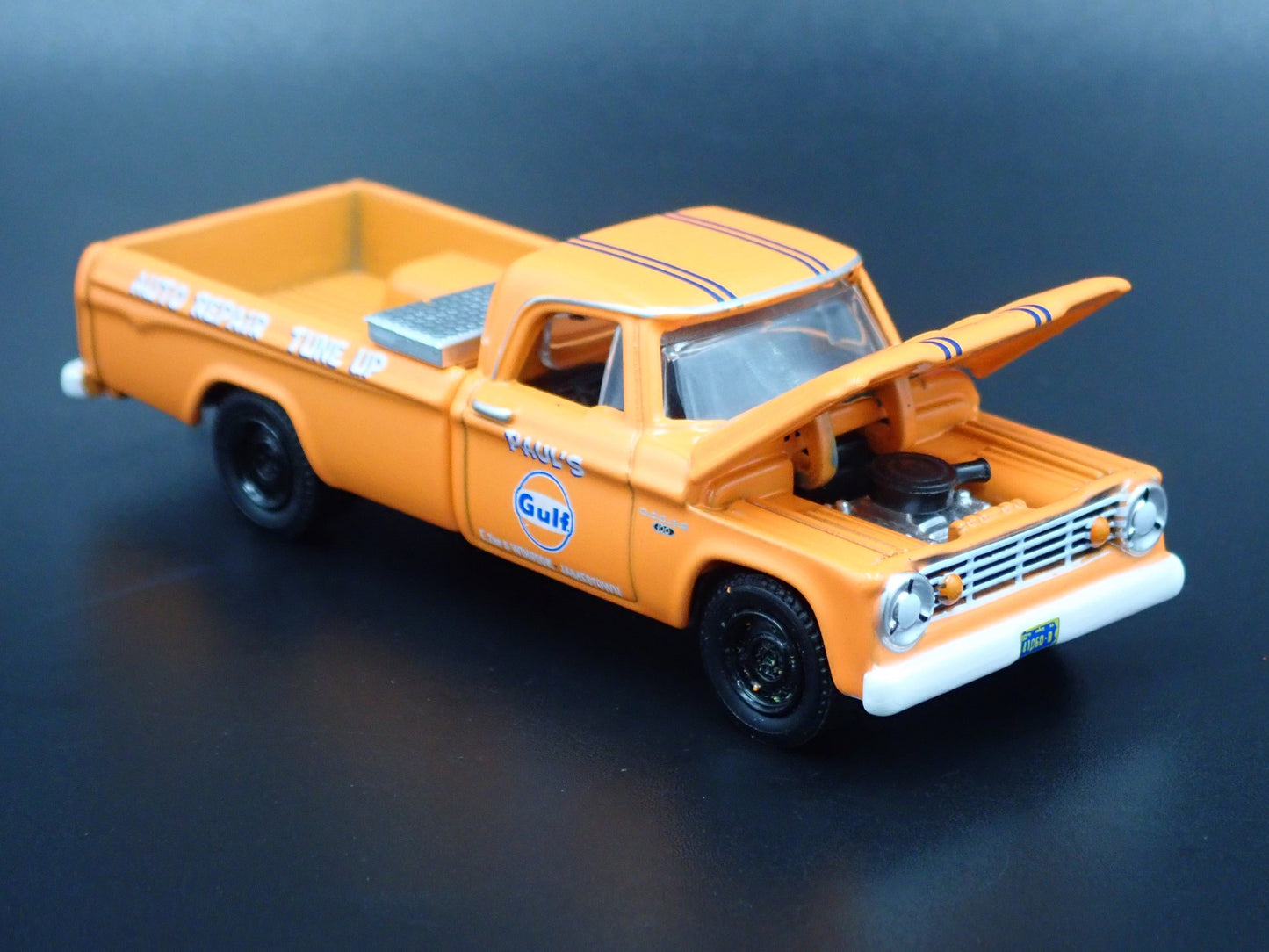 1965 65 DODGE D100 LONG BED PICKUP TRUCK GULF HITCH 1:64 SCALE DIECAST MODEL CAR