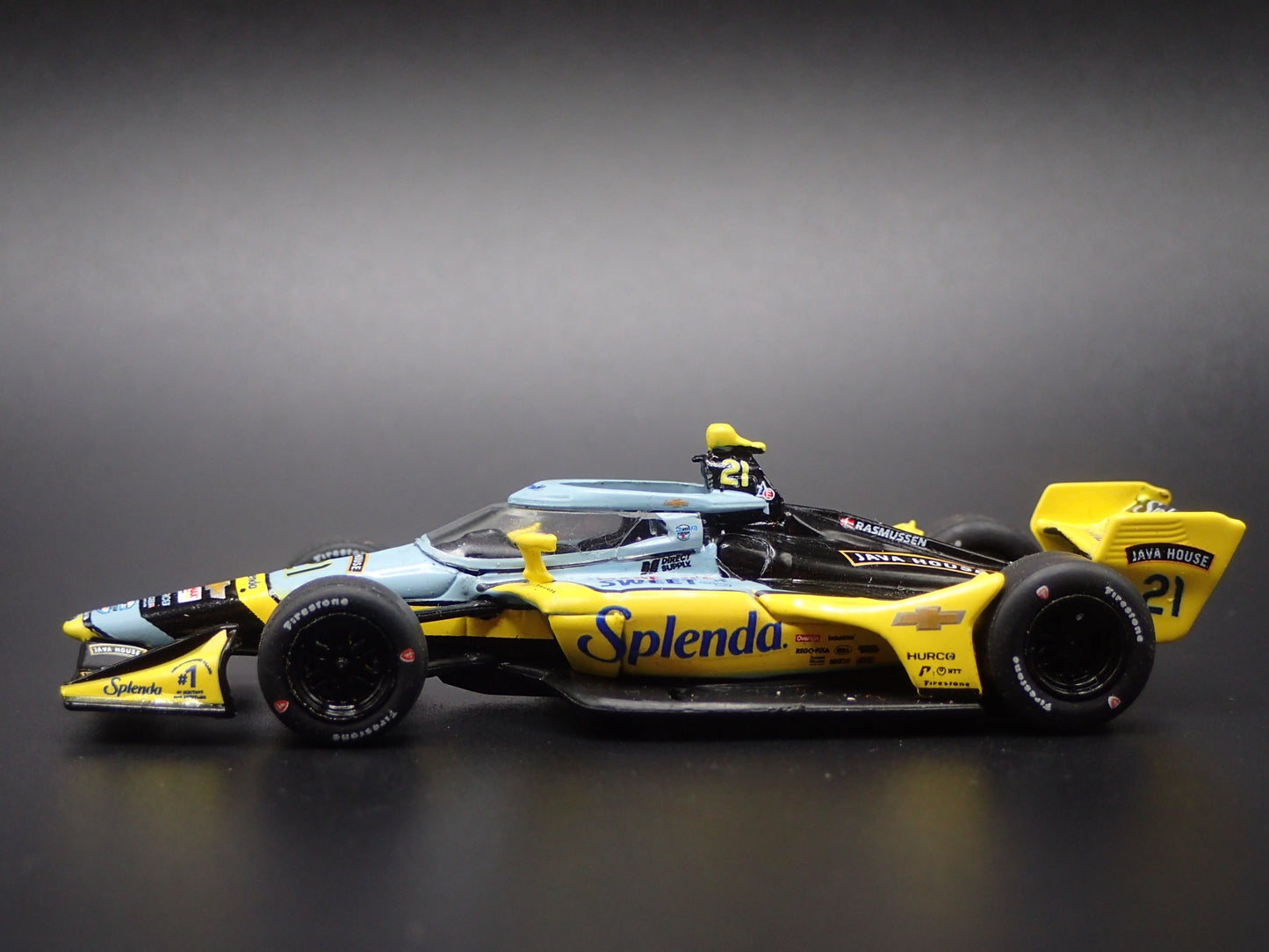 2025 INDY RACING CHEVY 21 CHRISTIAN RASMUSSEN SPLENDA 1:64 SCALE DIECAST MODEL
