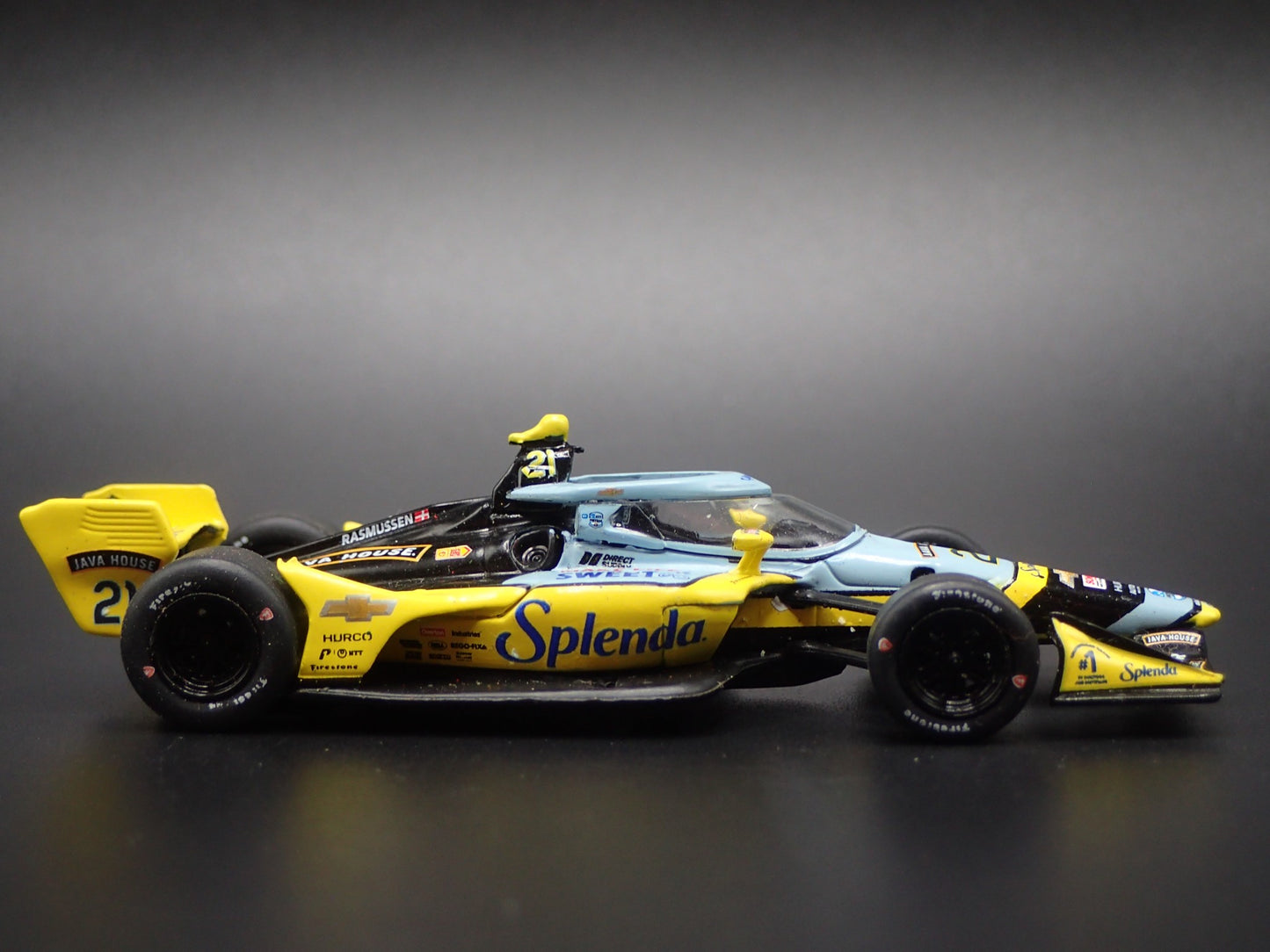 2025 INDY RACING CHEVY 21 CHRISTIAN RASMUSSEN SPLENDA 1:64 SCALE DIECAST MODEL