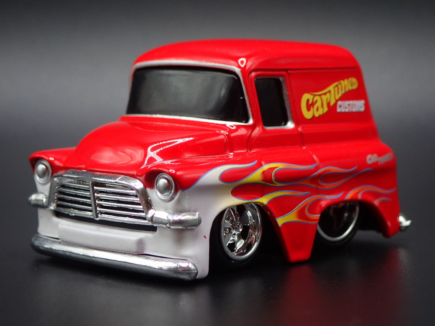 1957 57 GMC PANEL TRUCK CAR TUNED RED 1/64 SCALE DIORAMA DIECAST MODEL CAR