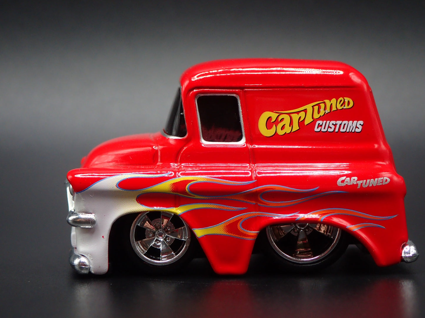 1957 57 GMC PANEL TRUCK CAR TUNED RED 1/64 SCALE DIORAMA DIECAST MODEL CAR