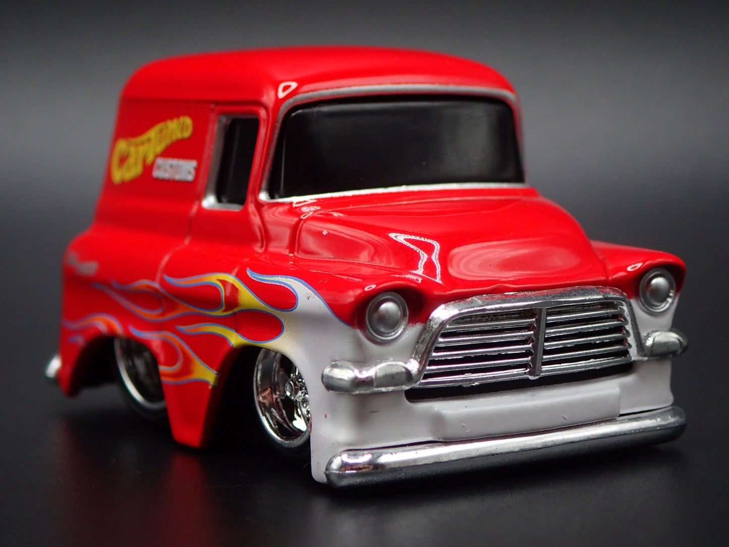 1957 57 GMC PANEL TRUCK CAR TUNED RED 1/64 SCALE DIORAMA DIECAST MODEL CAR