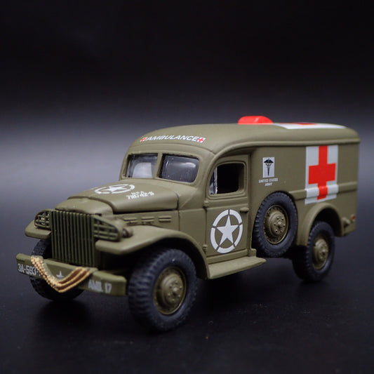 WWII GMC WC54 ARMY MILITARY AMBULANCE RARE 1:64 SCALE DIORAMA DIECAST MODEL CAR-Burning Rubber Toy Company
