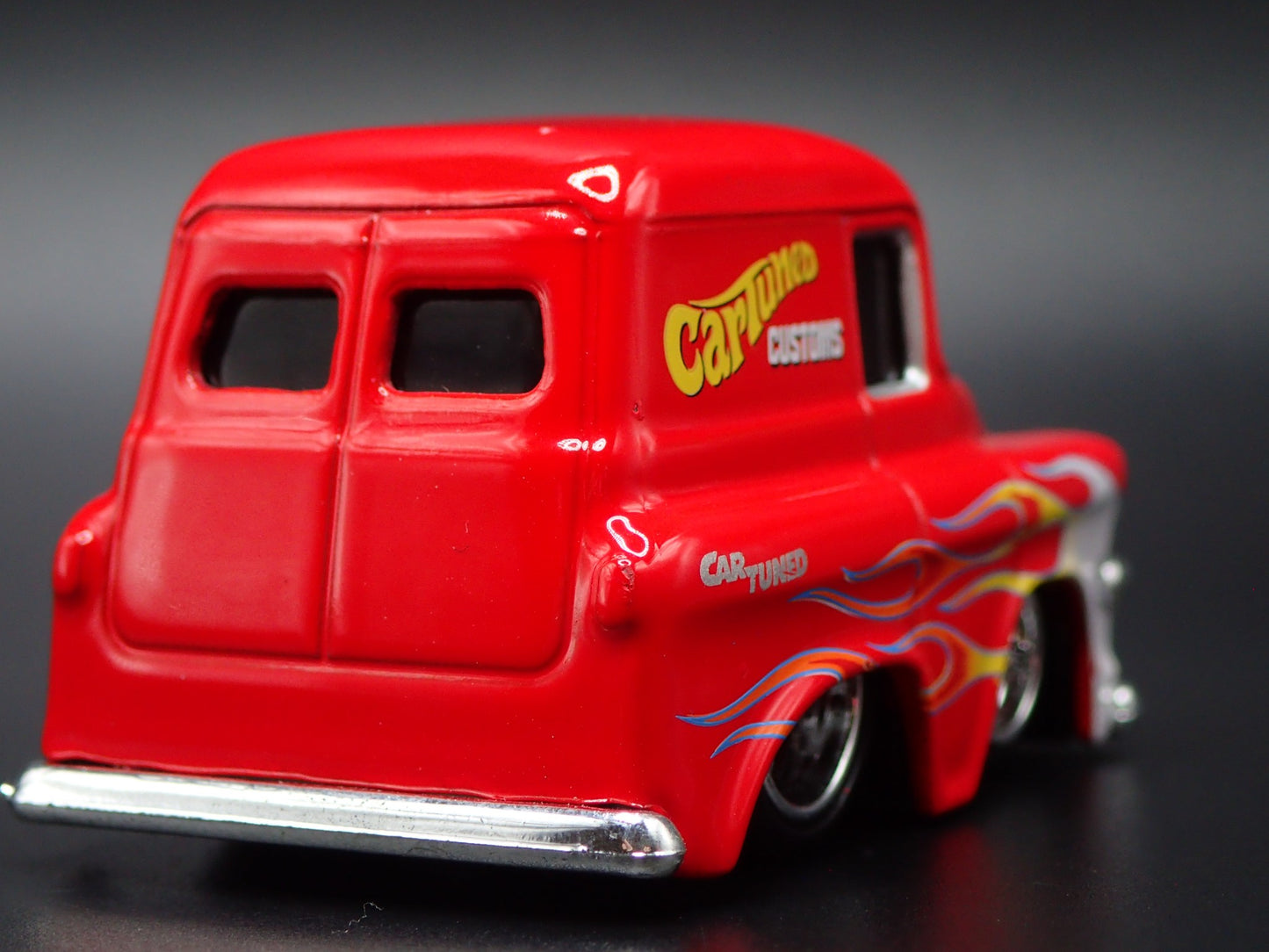 1957 57 GMC PANEL TRUCK CAR TUNED RED 1/64 SCALE DIORAMA DIECAST MODEL CAR