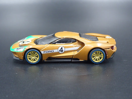 2017-2022 FORD GT RACING #4 SUPERCAR GOLD 1:64 SCALE DIORAMA DIECAST MODEL CAR