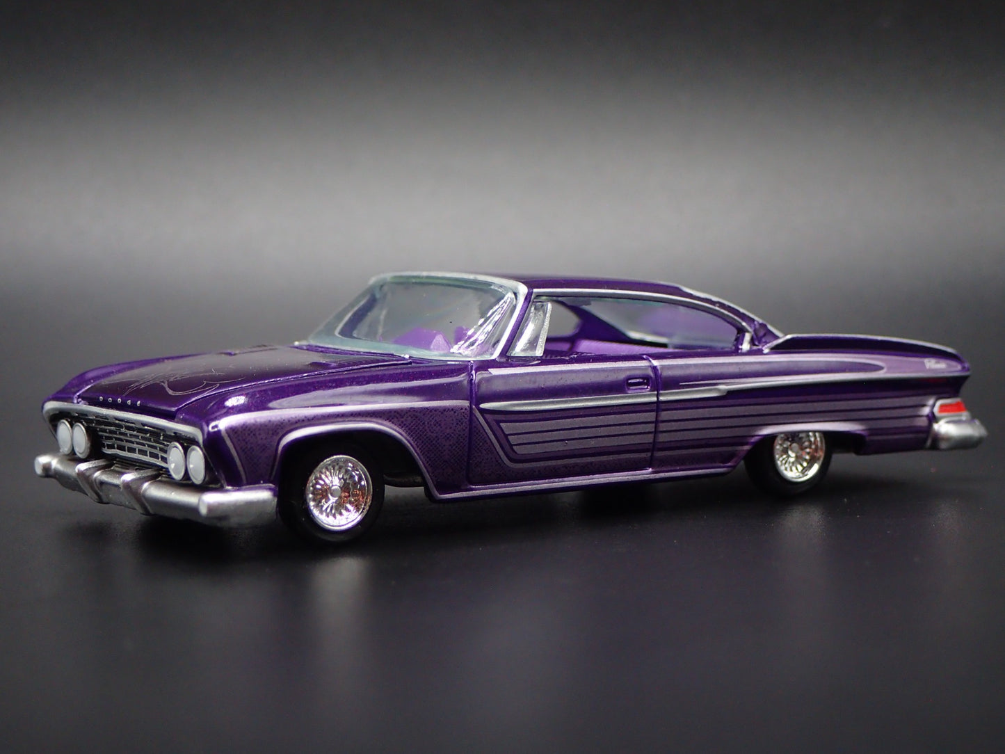 1961 61 DODGE DART PHOENIX LOWRIDER PURPLE 1:64 SCALE DIORAMA DIECAST MODEL CAR
