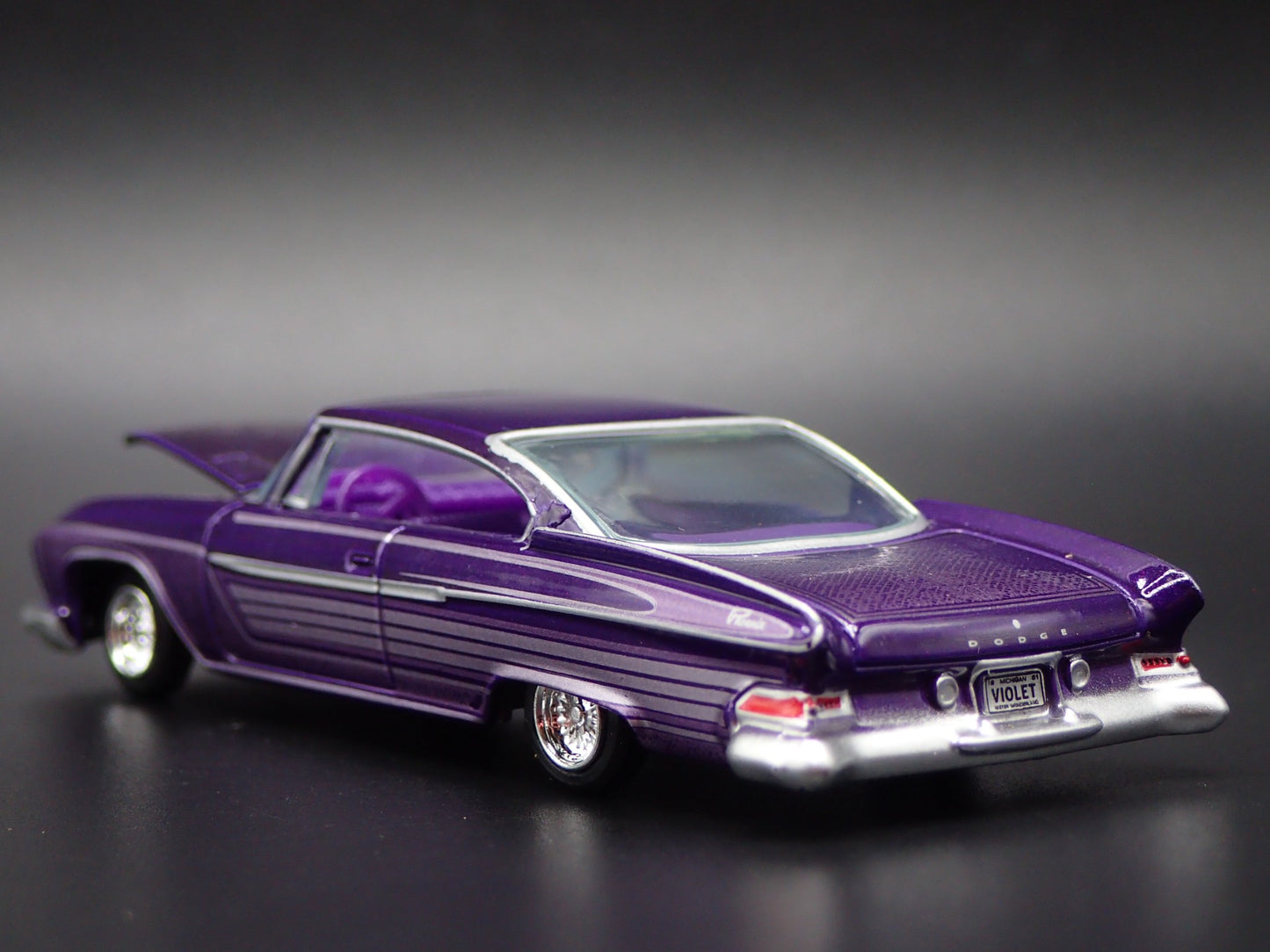1961 61 DODGE DART PHOENIX LOWRIDER PURPLE 1:64 SCALE DIORAMA DIECAST MODEL CAR