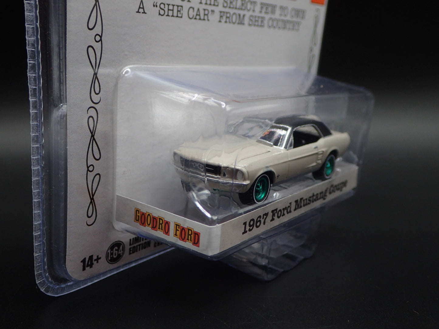 1967 FORD MUSTANG COUPE SHE COUNTRY 2022 GREENLIGHT GREEN MACHINE HOBBY CHASE