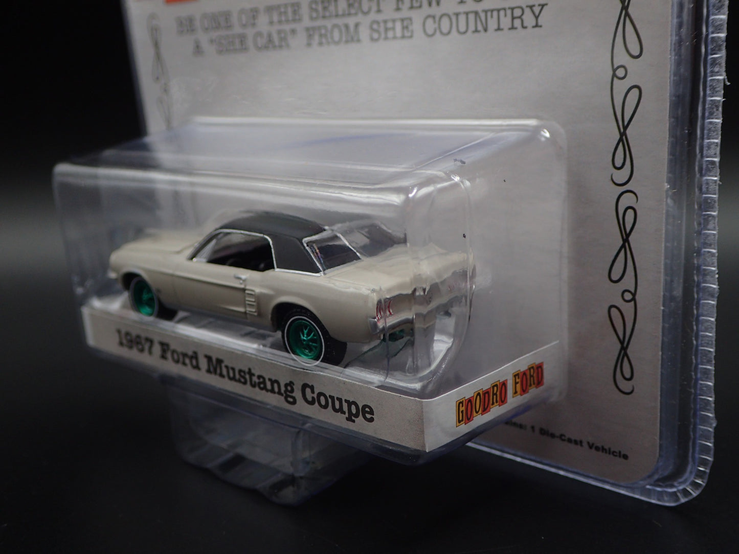 1967 FORD MUSTANG COUPE SHE COUNTRY 2022 GREENLIGHT GREEN MACHINE HOBBY CHASE