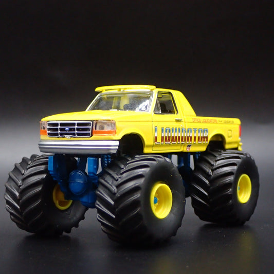 1992 92 FORD F250 MONSTER TRUCK LIQUIDATOR YELLOW 1/64 SCALE DIECAST MODEL CAR