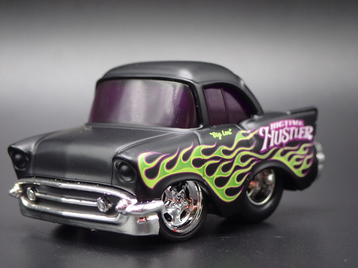 1957 57 CHEVY CHEVROLET BEL AIR TUNED BLACK 1:64 SCALE DIORAMA DIECAST MODEL CAR