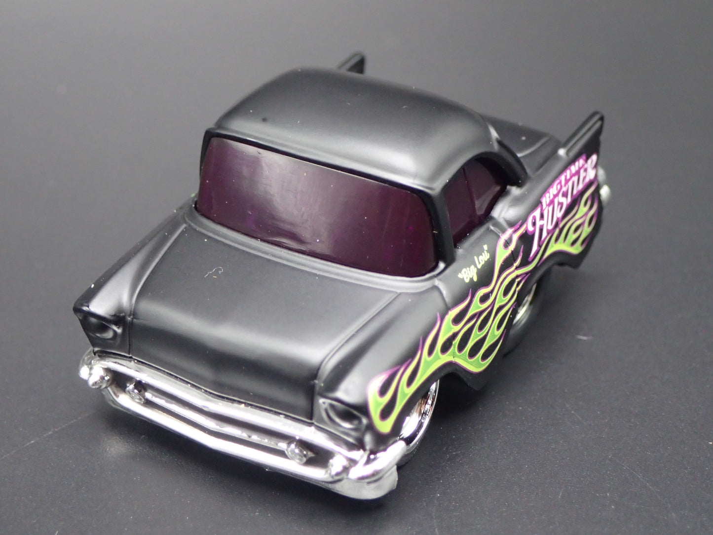 1957 57 CHEVY CHEVROLET BEL AIR TUNED BLACK 1:64 SCALE DIORAMA DIECAST MODEL CAR