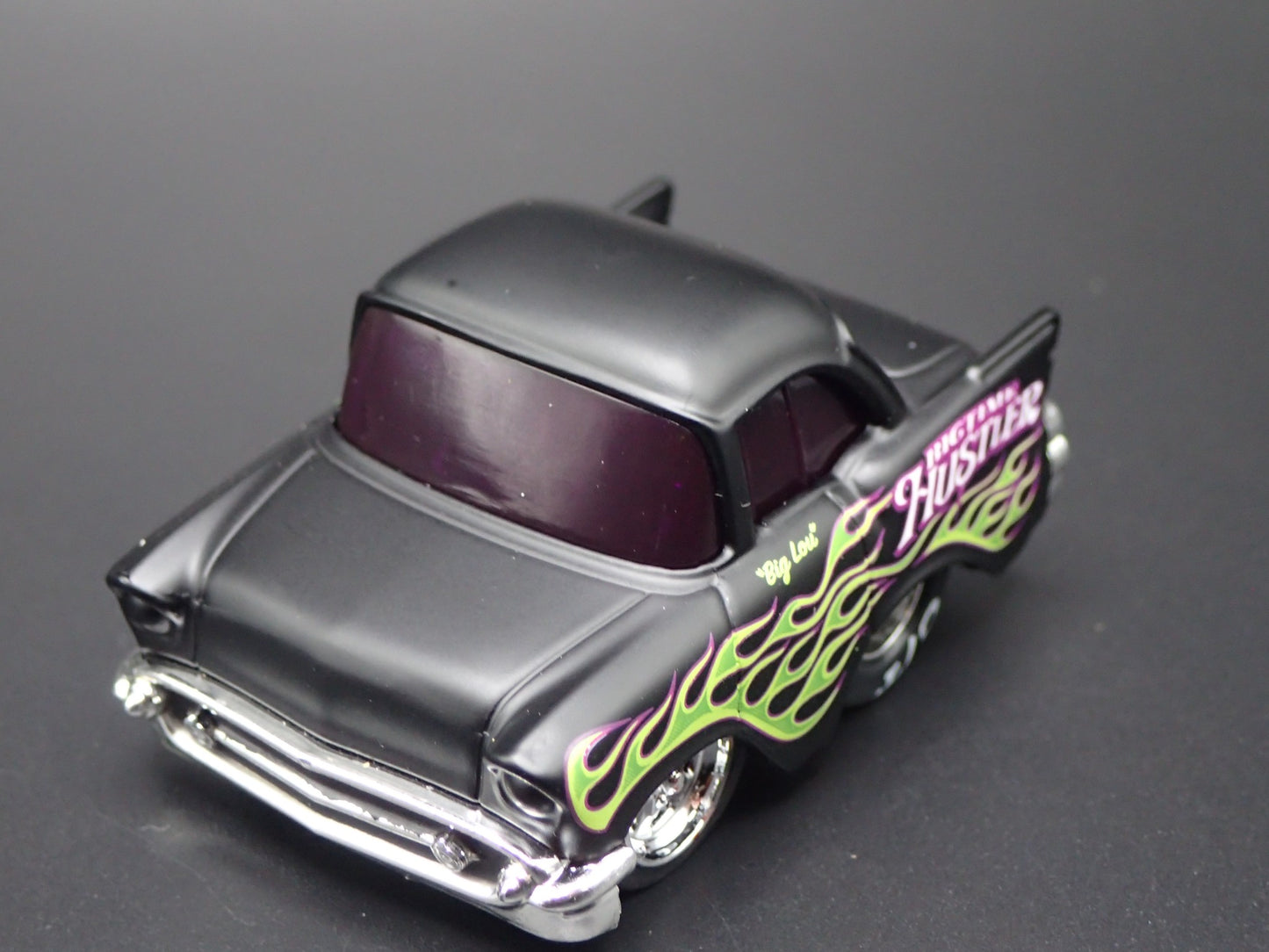 1957 57 CHEVY CHEVROLET BEL AIR TUNED BLACK 1:64 SCALE DIORAMA DIECAST MODEL CAR