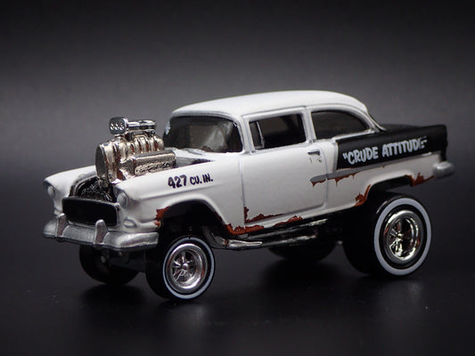1955 55 CHEVY CHEVROLET BEL AIR SEDAN ZINGER WHITE 1:64 SCALE DIECAST MODEL CAR