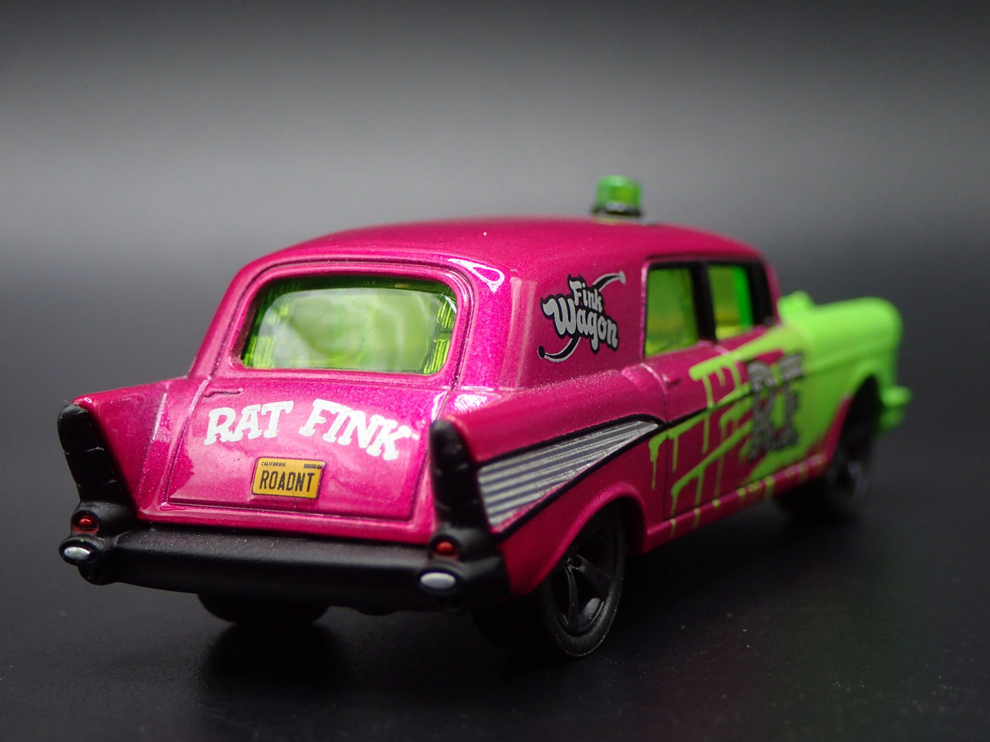 1957 57 CHEVY CHEVROLET HEARSE AMBULANCE RAT FINK 1:64 SCALE DIECAST MODEL CAR