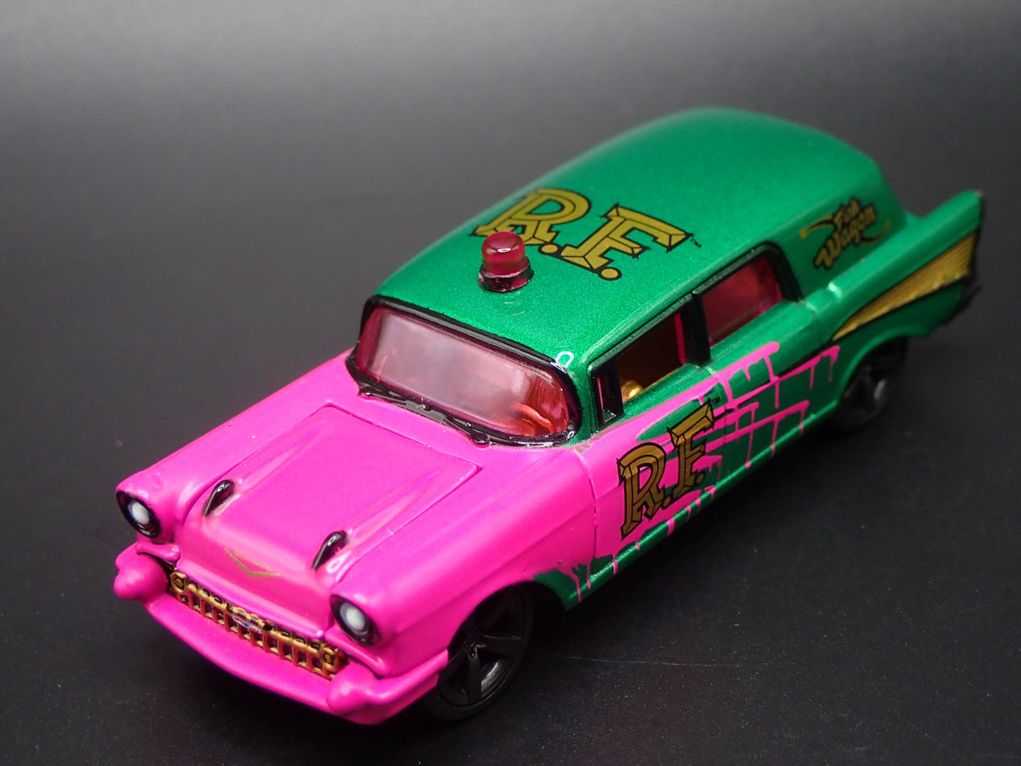 1957 57 CHEVY CHEVROLET HEARSE AMBULANCE RAT FINK 1:64 SCALE DIECAST MODEL CAR