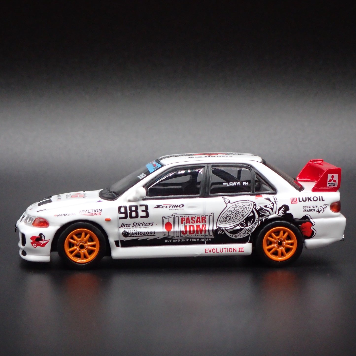 MITSUBISHI LANCER EVOLUTION EVO III TRACKERZ RACING 1:64 SCALE DIECAST MODEL CAR