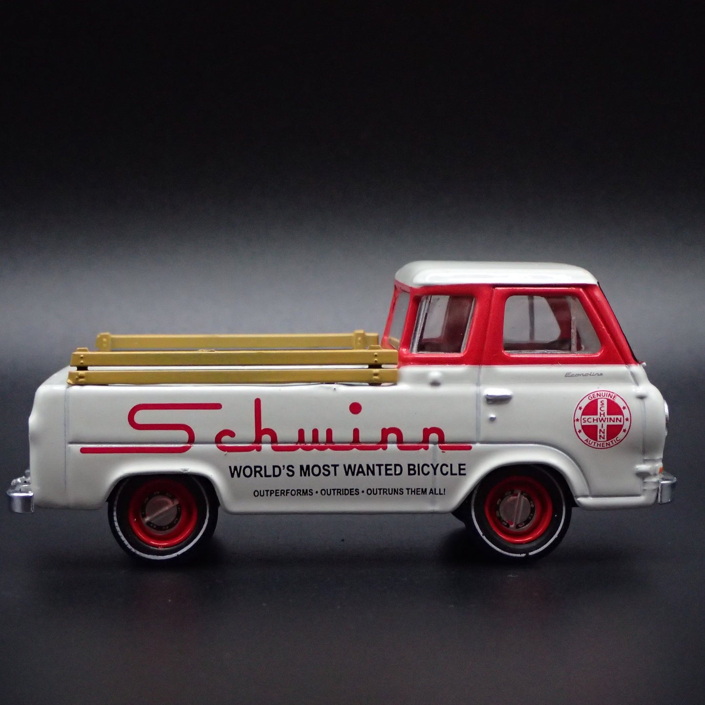 1965 65 FORD ECONOLINE PICKUP TRUCK SCHWINN 1:64 SCALE DIORAMA DIECAST MODEL CAR
