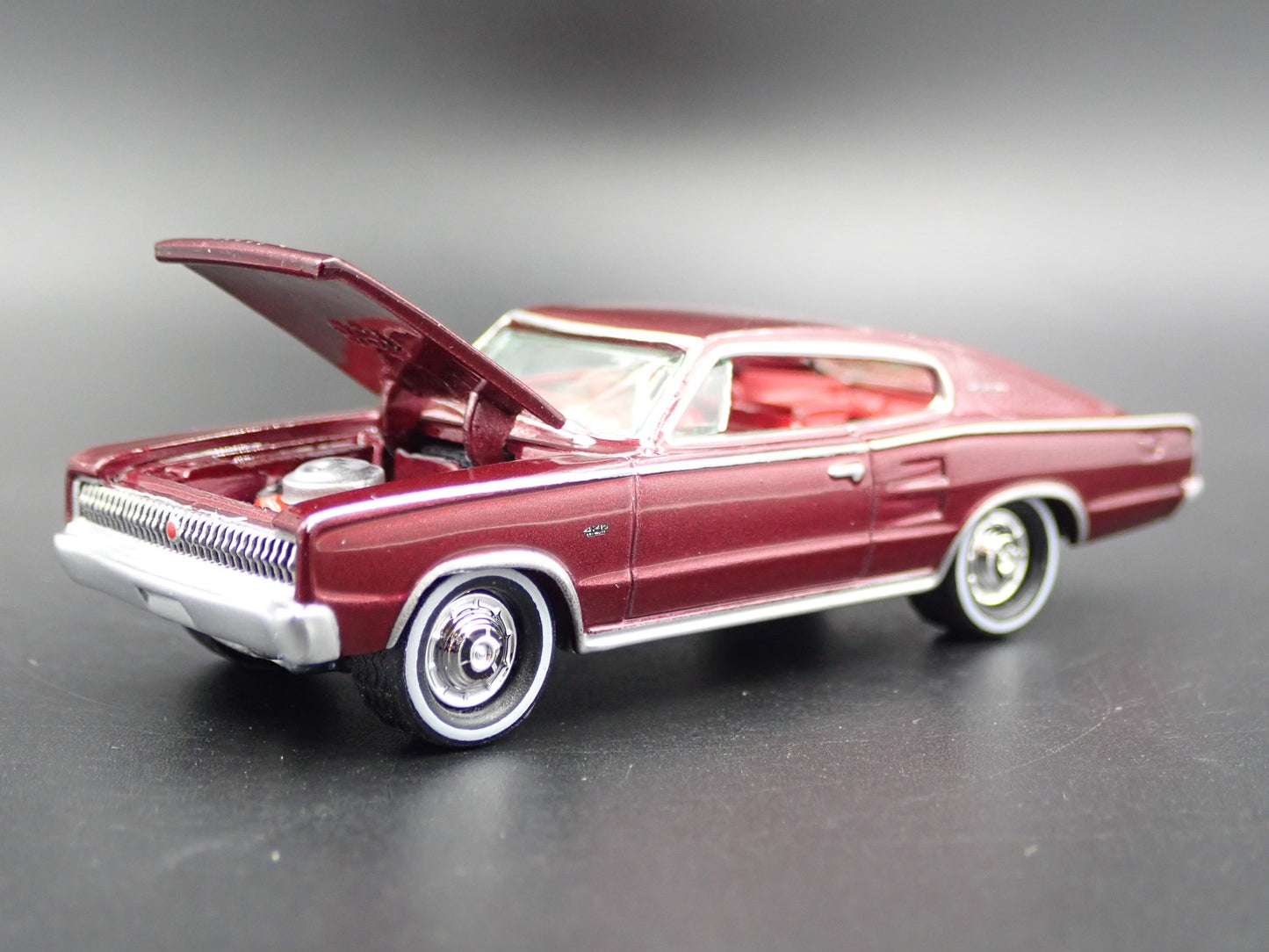 1967 67 DODGE CHARGER DARK RED 1:64 SCALE COLLECTIBLE DIORAMA DIECAST MODEL CAR